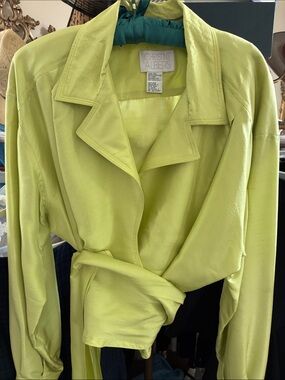 Lime Green Wrap Women's Silk Blouse /Jacket
